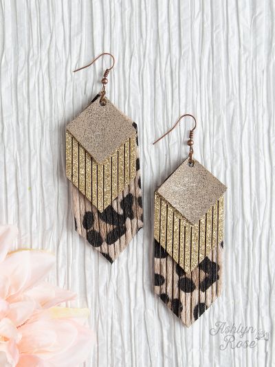 Fringe For Days Leopard/ Gold Earrings