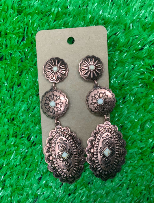 TIERED CONCHO COPPER EARRINGS
