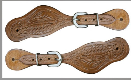 YOUTH LEATHER FLORAL TOOLED SPUR STRAPS