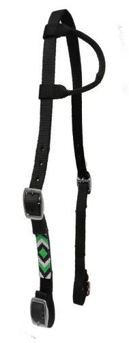 PURPLE BEADED NYLON ONE EAR HEADSTALL