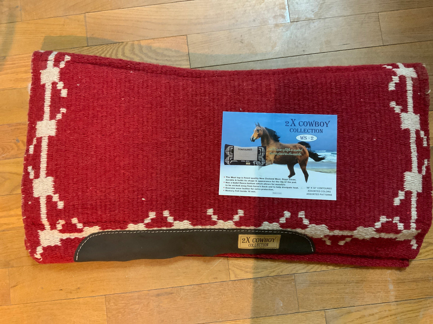 36 X 34 2X COWBOY COLLECTION CONTOUR SADDLE PAD Red/tan