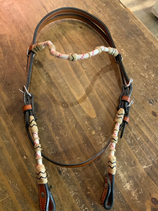 HEAVY OILED RAWHIDE BRAIDED BROWBAND HEADSTALL