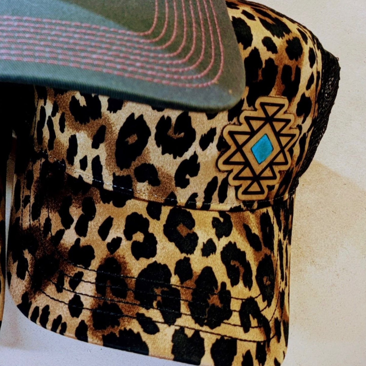 LEATHER SOUTHWEST PATCH CAP