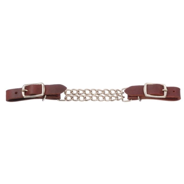 Leather Curb Strap w/ Double Chain