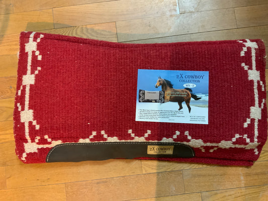 36 X 34 2X COWBOY COLLECTION CONTOUR SADDLE PAD Red/tan