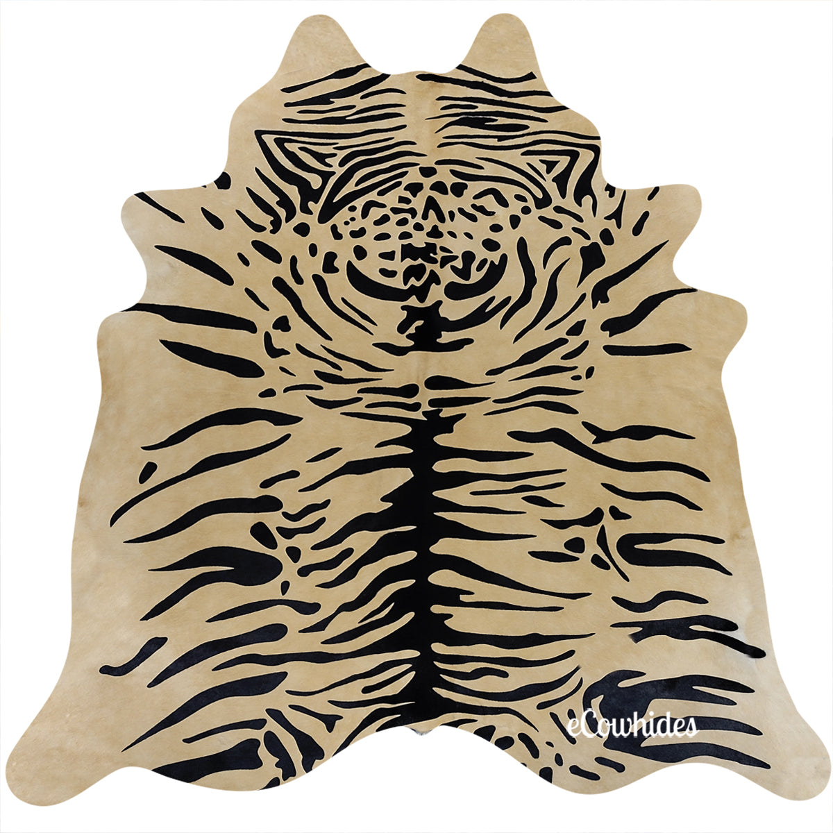 Tiger Javali on Caramel Cowhide Rug