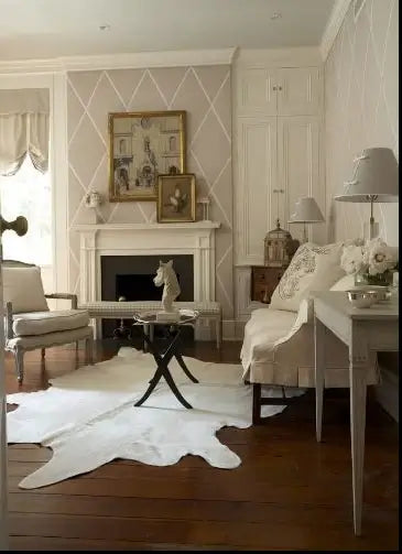 White Brazilian Cowhide Rug: LARGE