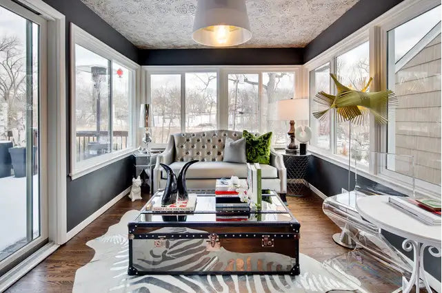 Zebra Silver Metallic On Off White Cowhide Rug